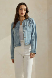 Able-Light Color Denim Jacket-Pink Dot Styles