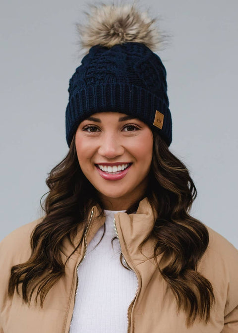 Cable Knit Pom PomHat