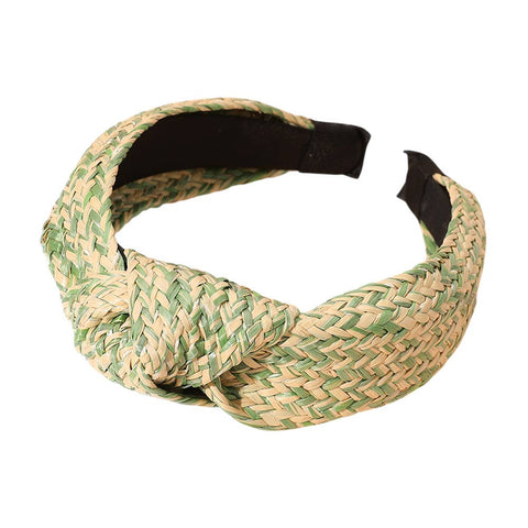 Raffia Weave Knot Headband: FUCHSIA