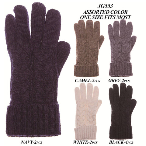 Solid Classic Cable Knit Winter Gloves