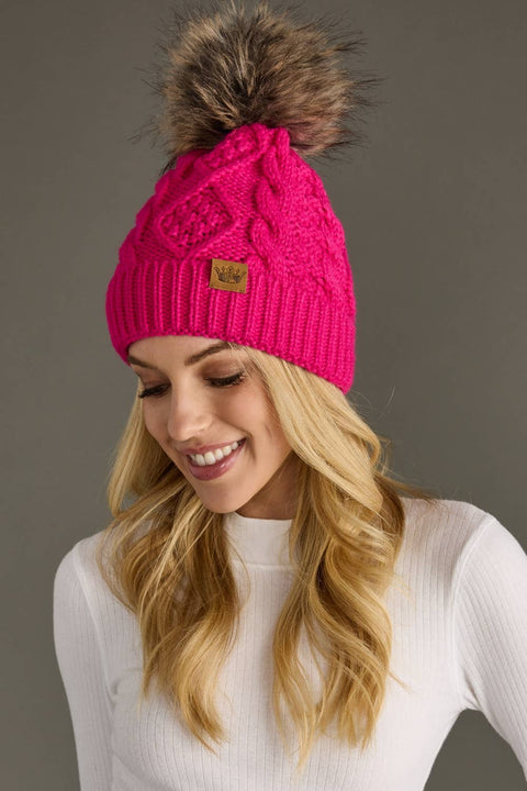 Cable Knit Pom PomHat