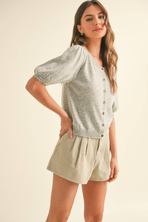 Heather Grey Short Sleeve Cardigan