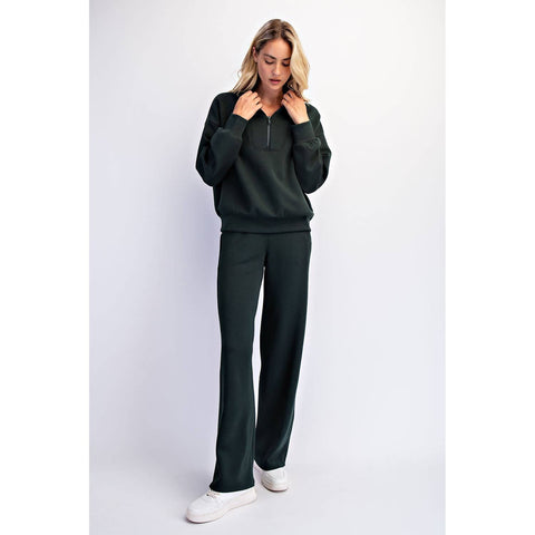Modal Scuba Luxe 3/4 Zip Top: Regency Green