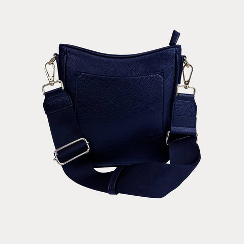 AHDORNED-Madelyn Mini Pebble Messenger with Strap: Navy-Pink Dot Styles