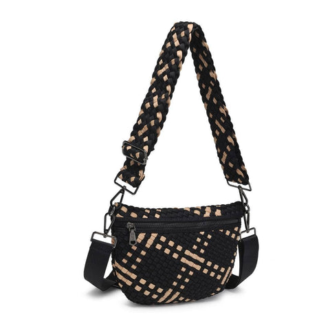 Ethereal - Woven Neoprene Crossbody: Black Nude