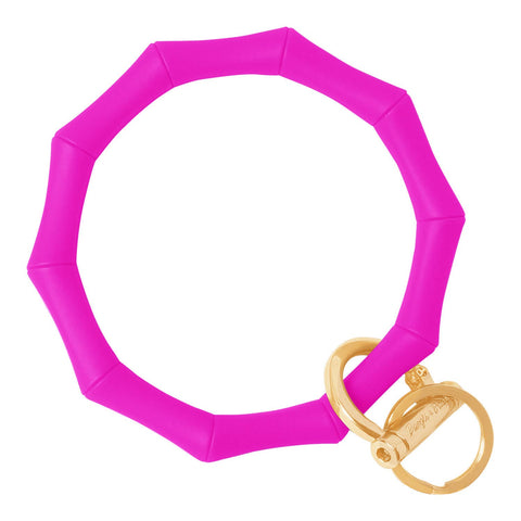 Bamboo Bracelet Key Ring - accessories, impulse, best seller: Gold / Bamboo- Bright Pink-Pink Dot Styles