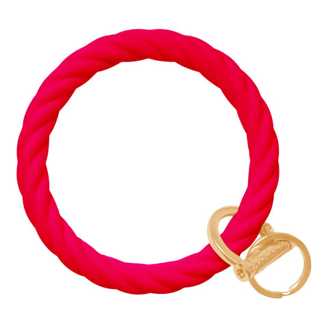 Twist Bracelet Key Ring -colorful, gift, impulse, best sell: Twist- Matte Silver / Silver-Pink Dot Styles