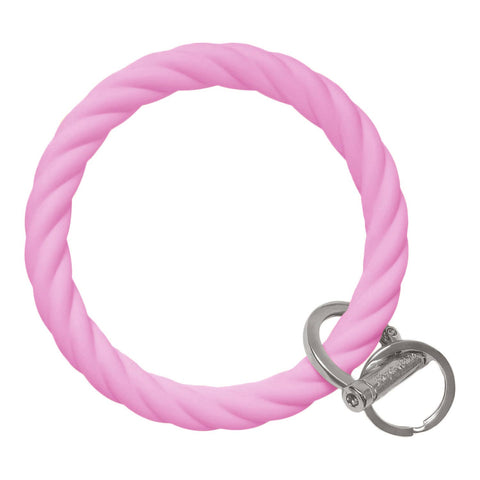 Twist Bracelet Key Ring -colorful, gift, impulse, best sell: Twist- Matte Silver / Silver-Pink Dot Styles