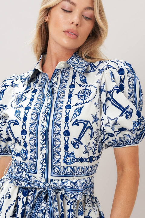 Nautical Blue & White Pattern Dress