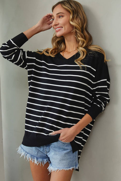 Sweet Lovely by Jen-Black & Ivory Lightweight Casual Sweater-Pink Dot Styles