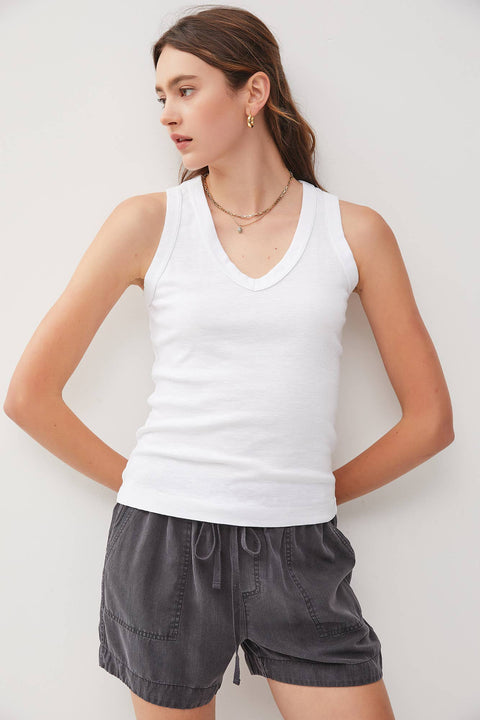 Be Cool-THE COOPER V-NECK TANK: Large / White-Pink Dot Styles