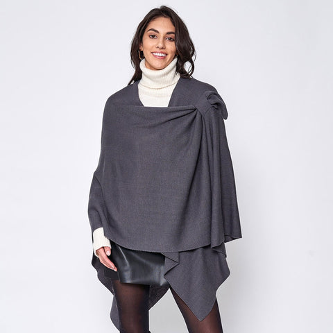 Shoulder Strap Solid Ruana Poncho