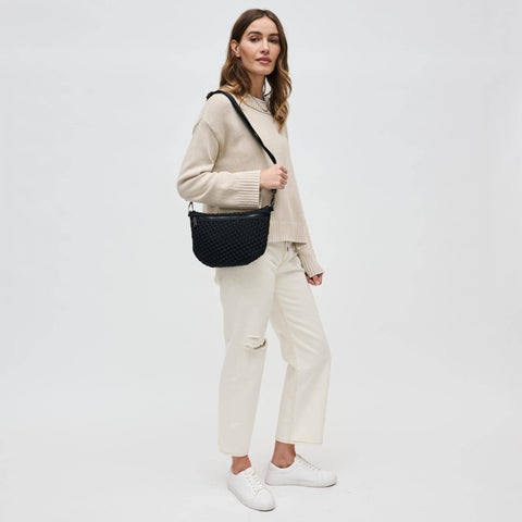 Sol and Selene-Ethereal - Woven Neoprene Crossbody: Cream-Pink Dot Styles