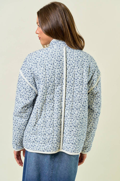 Blue Floral Quilted Jacket