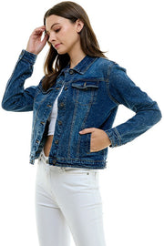 Blue Age-Dark Denim Jean Jacket-Pink Dot Styles