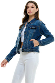 Blue Age-Dark Denim Jean Jacket-Pink Dot Styles