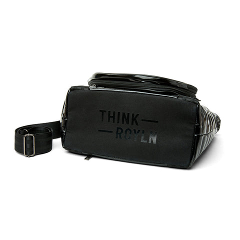 Think Royln-Ace of the Court | Black Patent Pickleball Bag (solid black stripe)-Pink Dot Styles