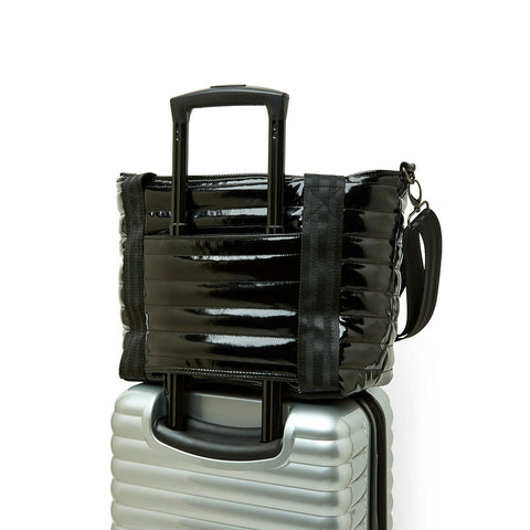 Think Royln-Ace of the Court | Black Patent Pickleball Bag (solid black stripe)-Pink Dot Styles