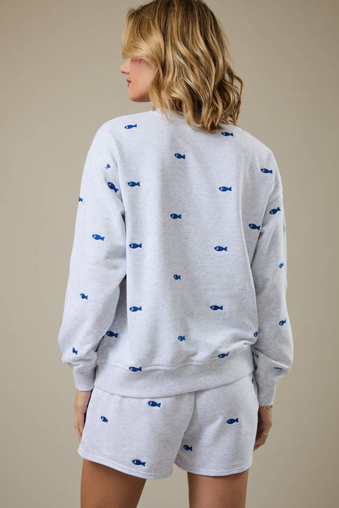 Fish Embroidered Sweatshirt