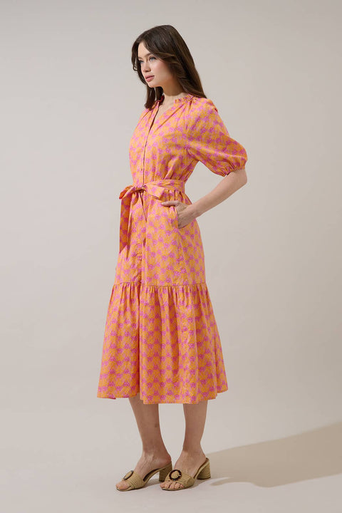 Floral Wynette Tiered Midi Dress