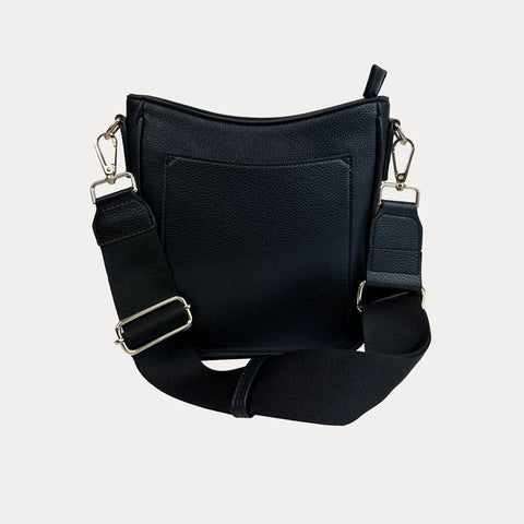 AHDORNED-Madelyn Mini Pebble Messenger with Strap: Black-Pink Dot Styles