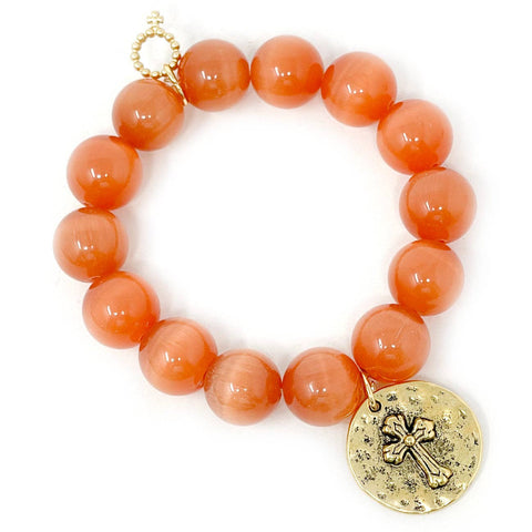 Cinnamon Calcite with Gold Faith Cross: Average 7"