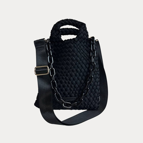 AHDORNED-Lola Neoprene Crossbody Bag : Black-Pink Dot Styles