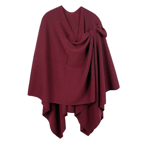 Fashion City-Solid Ruana with Shoulder Strap: DPK / One Size-Pink Dot Styles