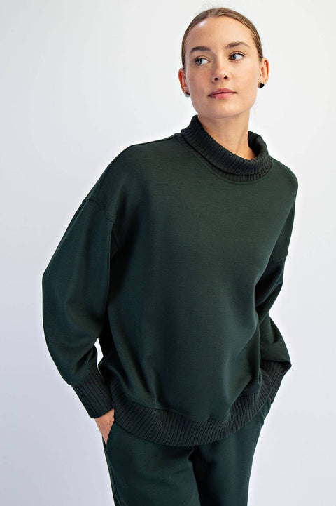 Modal Scuba Mock Neck Pullover: Regency Green