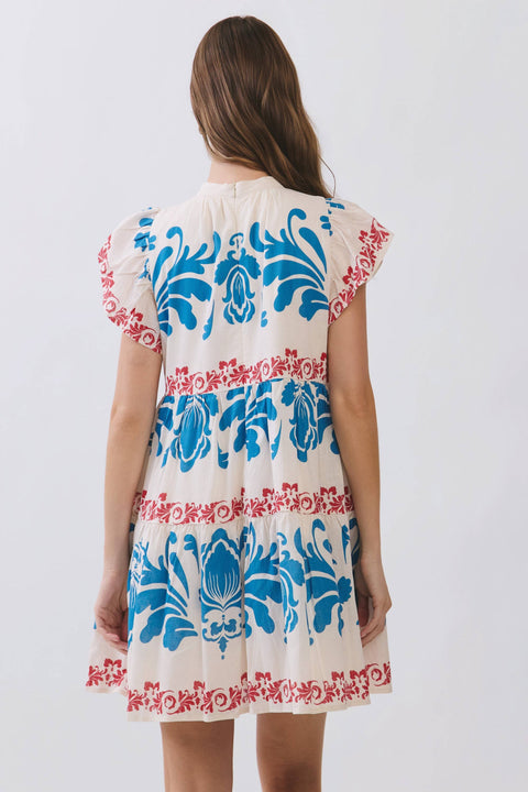 TCEC-Colorful Contrast Floral Dress-Pink Dot Styles