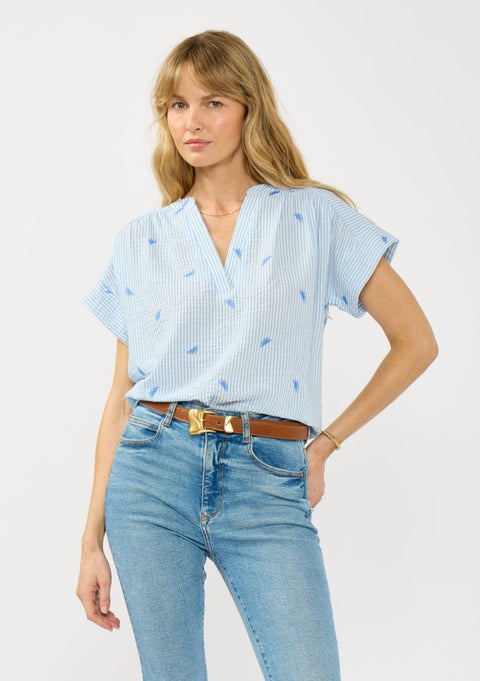 Blue Stripe Dolman Sleeve Top
