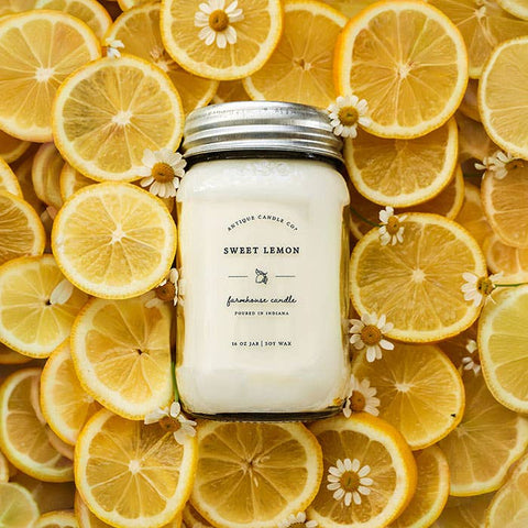 Sweet Lemon - Soy Wax Candle: 1 mason jar (16oz)