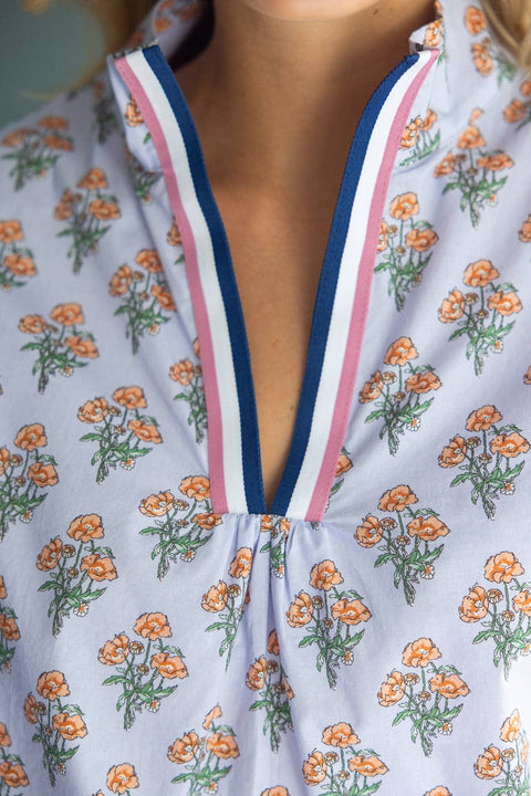 VOY-Blue Floral with Contrast Stripe-Pink Dot Styles