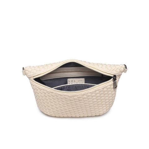 Sol and Selene-Ethereal - Woven Neoprene Crossbody: Cream-Pink Dot Styles