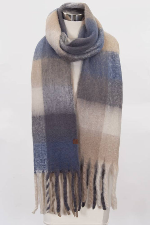 C.C Multi Color Block Plaid Check Pattern Woven Winter Scarf: 23