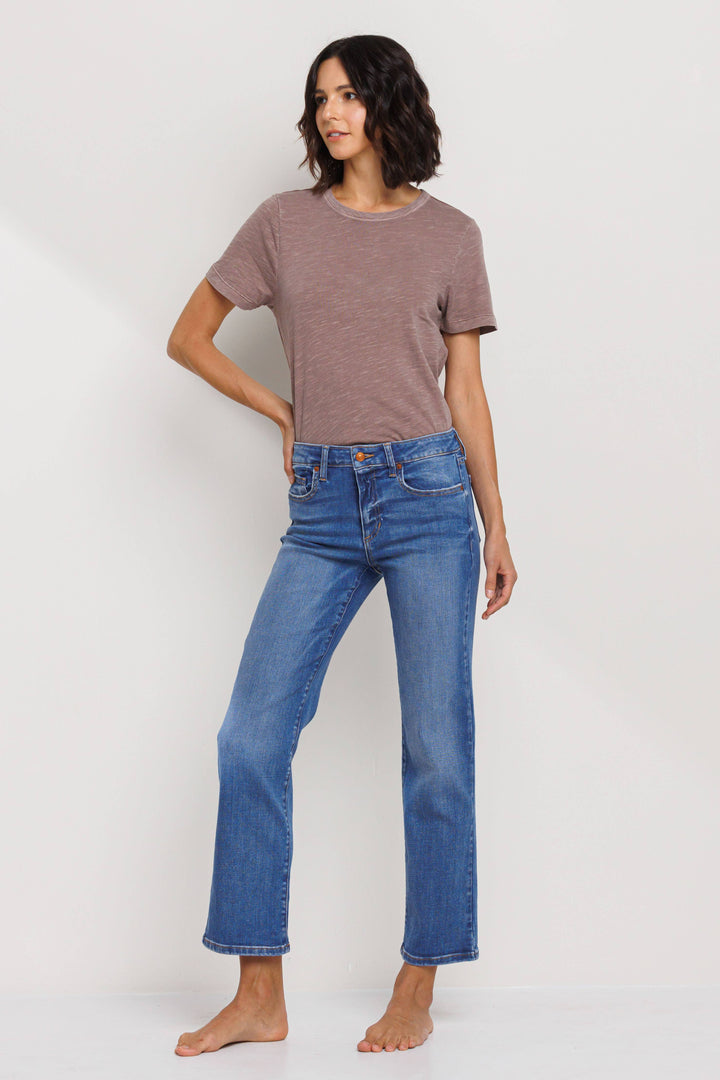 SneakPeek-Mid Rise Ultra Stretch Slim Jeans-Pink Dot Styles