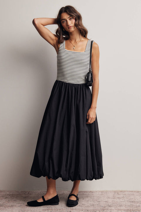 Mixed Media Bubble Midi Dress