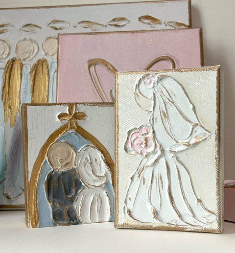 Coddiwomple-At the Church Door - Bride and Groom Wedding textured block-Pink Dot Styles