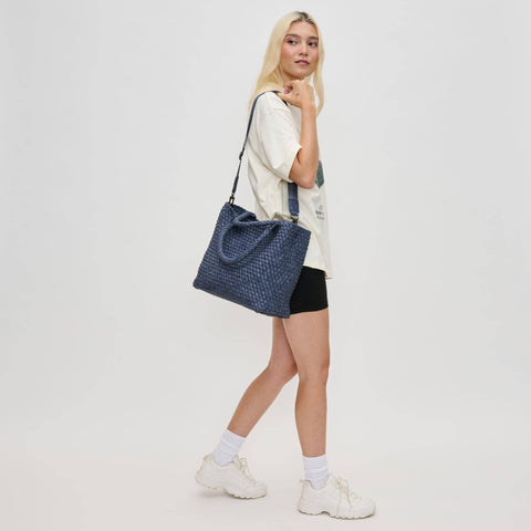 Sky's The Limit Medium Woven Neoprene Tote: Dark Denim