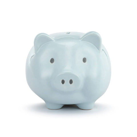 Blue Ceramic Classic Piggy Bank - 7x5.5x6in