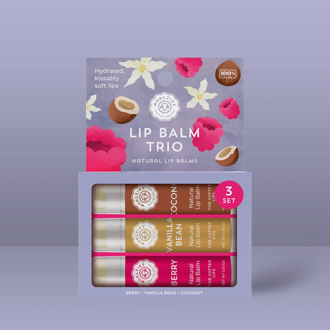Woolzies-Duo Lip Balm Set of 3 Berry, Vanilla & Coconut-Pink Dot Styles