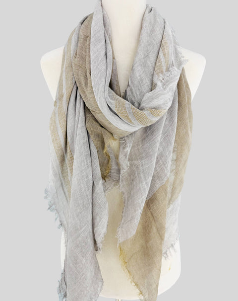JC Sunny Fashion-JC021038 Textured Gauze Scarf Shawl – Soft Washed Colorblock Wrap with Subtle Distressed Dye & Raw Fringe Edges: Green-Pink Dot Styles