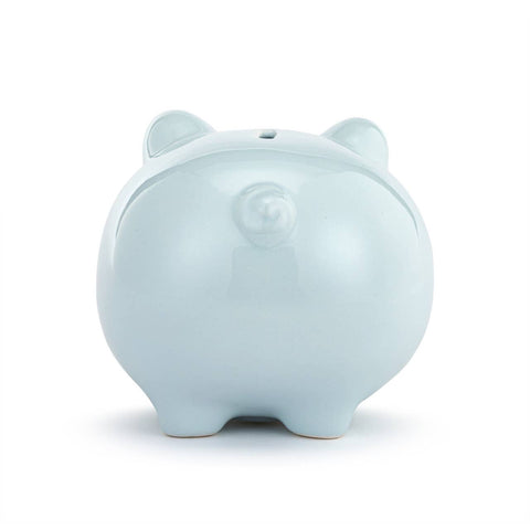 Blue Ceramic Classic Piggy Bank - 7x5.5x6in