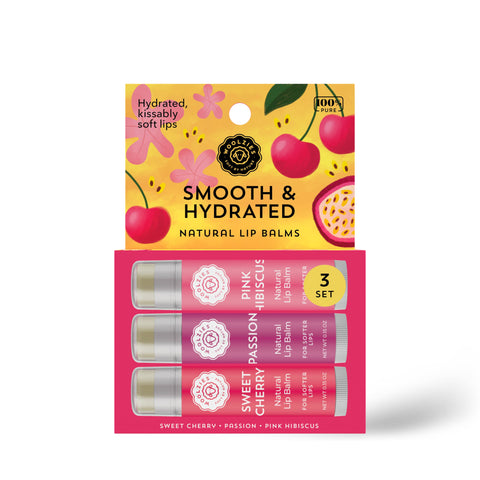 Woolzies-Smooth & Hydrated Natural Lip Balm Set Of 3-Pink Dot Styles