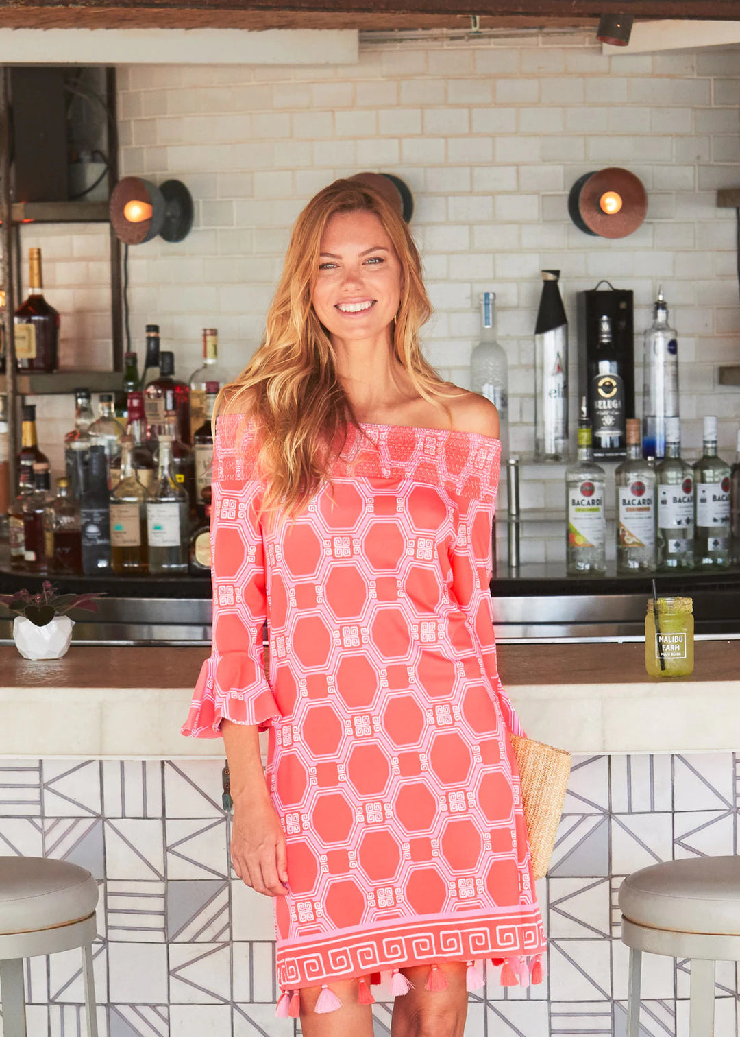 Cabana Life | Pink Red Coverluxe Off the Shoulder Dress Cabana Life | Pink Red Coverluxe Off the Shoulder Dress