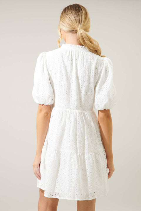 Sugarlips-Jacey Babydoll Eyelet Mini Dress (Final Sale)-Pink Dot Styles