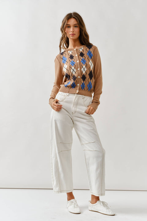 Argyle Relaxed Sweater: Taupe