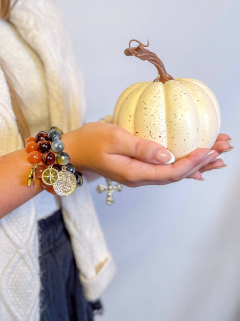 Cinnamon Calcite with Gold Faith Cross: Average 7"