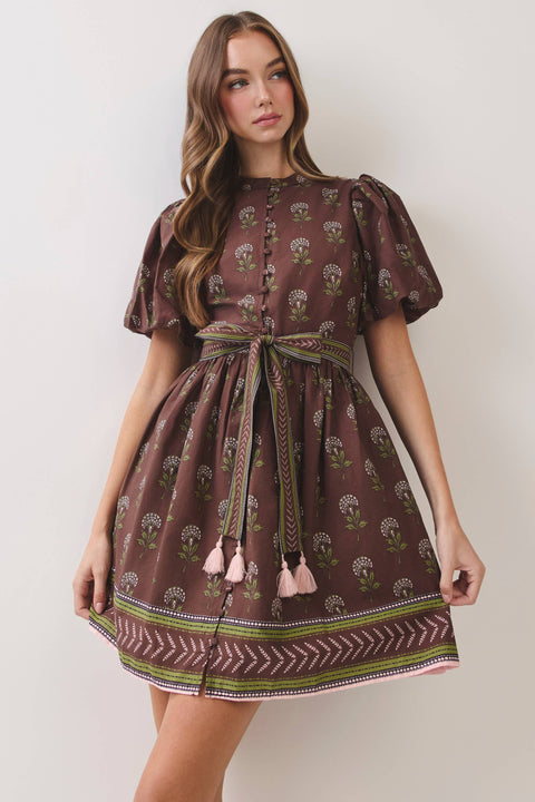 Chocolate Brown Belted Dress