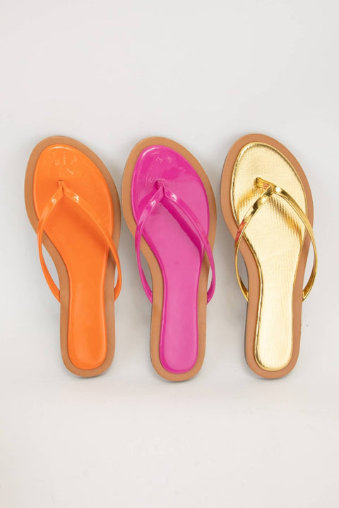 CCOCCI-AGORA-1 PATENT THONG SANDAL CONTRAST COLOR OUTSOLE: GOLD / 10-Pink Dot Styles